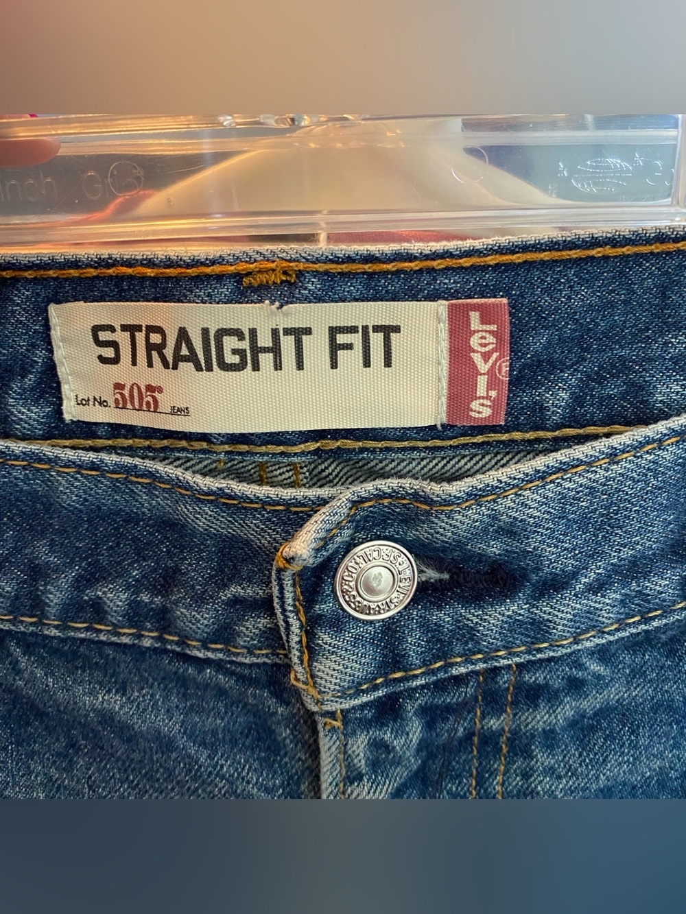 Levis 505 Distressed Jeans Mens 34 36 Womens 32 Levi’s Straight Jean Cotton Blue - Picture 5 of 13